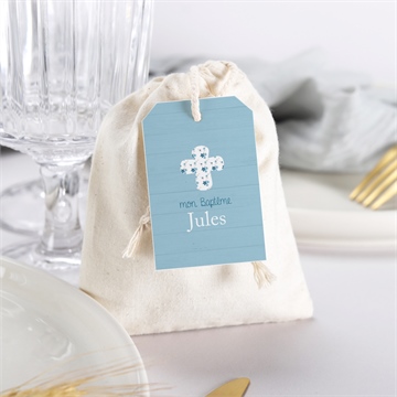 Pochon baptême noeud et croix