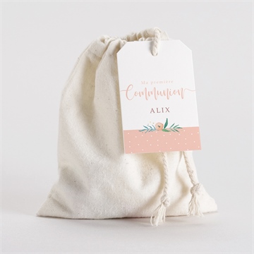 Pochon communion rose tendre dorure