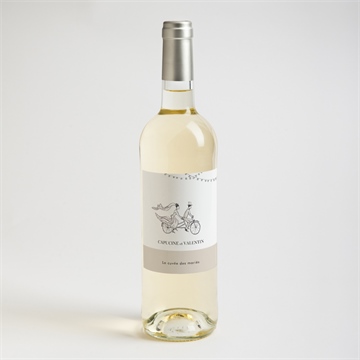 Etiquette de bouteille mariage vélo au vent ! - Mise en situation