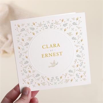 Faire-part mariage céleste dorure