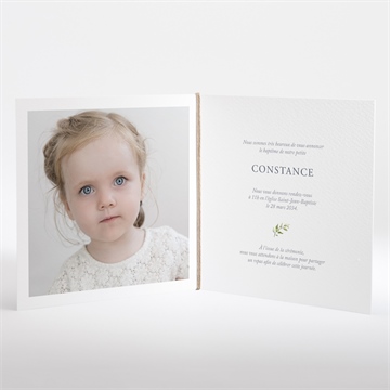 Faire-part de baptême en lumière - Intérieur du faire-part