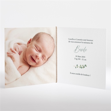 Faire-part naissance nouvelle printanière plié - Intérieur du faire-part