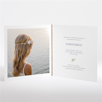 Faire-part communion espérance - Intérieur du faire-part
