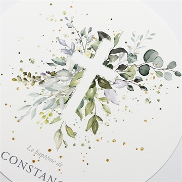 Faire-part de baptême en lumière dorure - Détail du faire-part