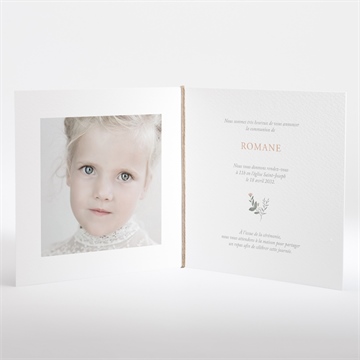 Faire-part communion foi fervente plié - Intérieur du faire-part