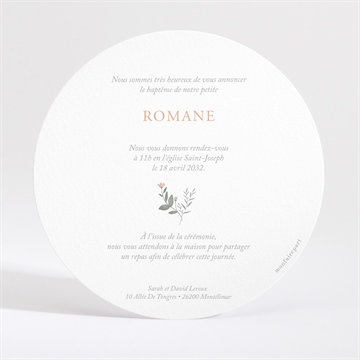 Faire-part de baptême tout en joie - Dos du faire-part