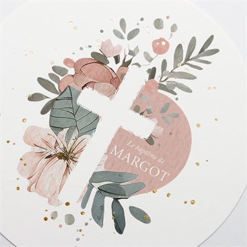 Faire-part de baptême glorieuse dorure - Détail du faire-part