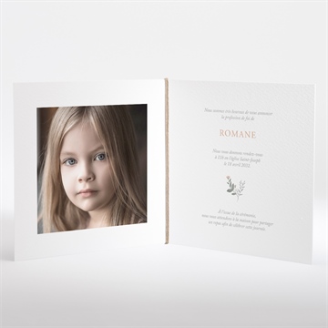 Faire-part profession de foi force plié - Intérieur du faire-part