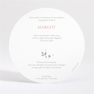 Faire-part profession de foi equilibre dorure - Dos du faire-part