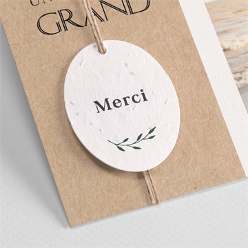 Remerciement mariage avec programme ensemencé - Détail du remerciement