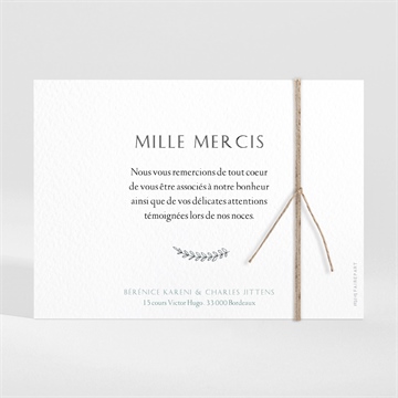 Remerciement mariage avec programme ensemencé - Dos du remerciement