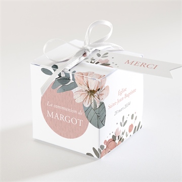 Boîte de dragées communion vraie joie argent