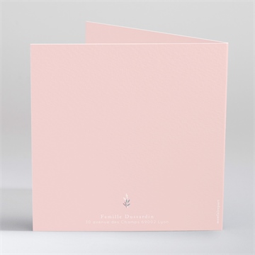 Faire-part naissance graine de fille gaufrage - Dos du faire-part