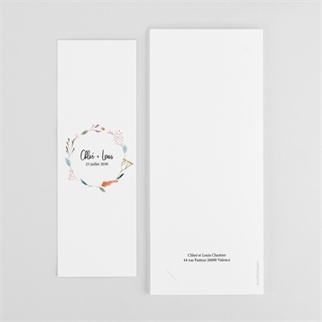 Remerciement mariage art champêtre photomaton - Dos du faire-part