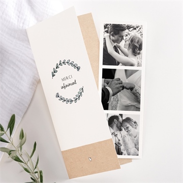 Remerciement mariage avec programme photomaton