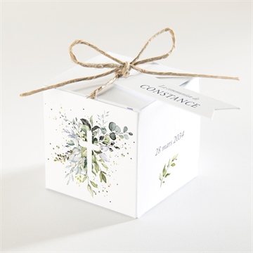 Boîte de dragées communion espérance argent