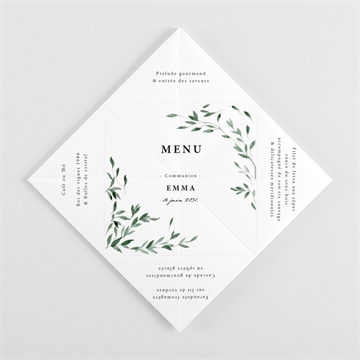 Menu communion belle simplicité cocotte - vue intérieur dépliée