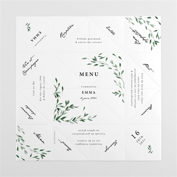 Menu communion belle simplicité cocotte - vue dépliée