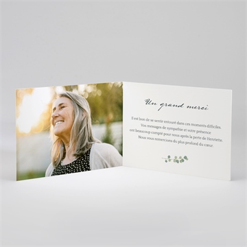 Remerciement décès a sa mémoire - Intérieur du remerciement