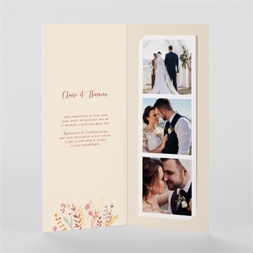 Remerciement mariage élégance champêtre photomaton - Intérieur du faire-part