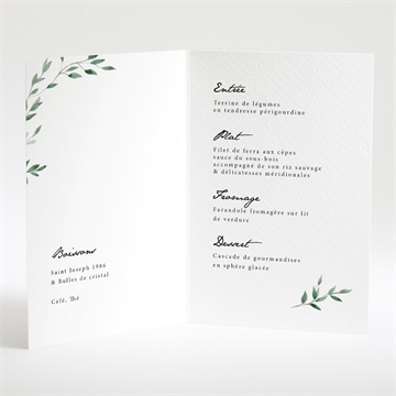 Menu communion belle simplicité plié - Intérieur du menu