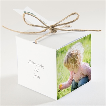 Boîte de dragées baptême belle journée - Dos de la boîte