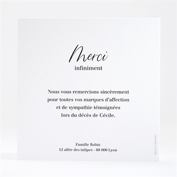 Remerciement décès eternel - Dos de la carte