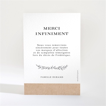 Remerciement décès sa présence portrait - Dos de la carte