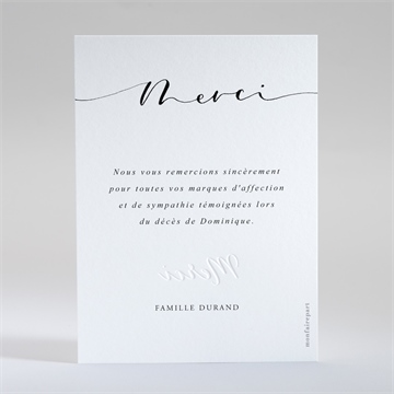 Remerciement décès tant de souvenirs gaufrage - Dos de la carte