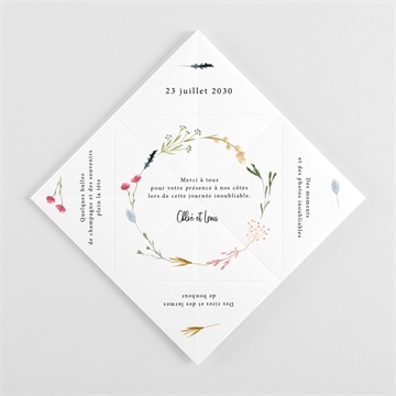 Remerciement mariage art champêtre origami - Faire-part plié