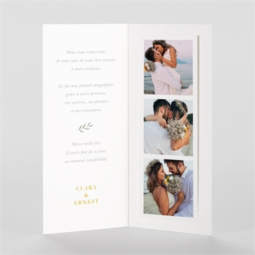 Remerciement mariage céleste photomaton - Intérieur du faire-part