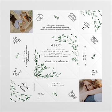 Remerciement mariage a l'ombre de l'olivier origami - Vue dépliée