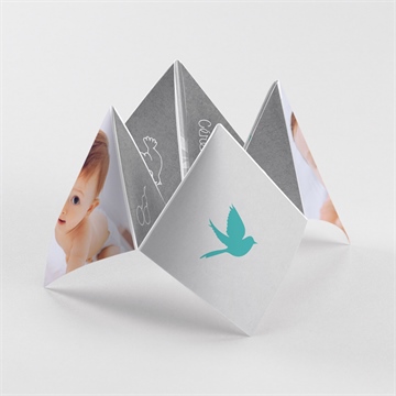 Faire-part de baptême découpe originale origami