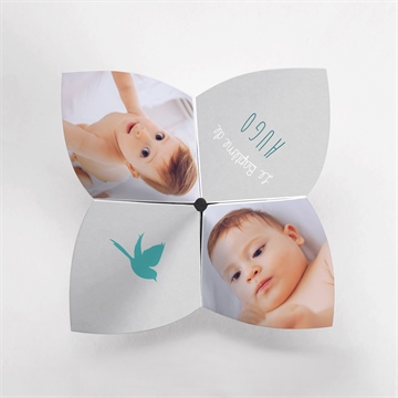 Faire-part de baptême découpe originale origami - Vue du dessus