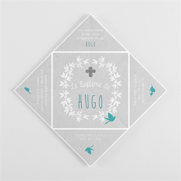 Faire-part de baptême découpe originale origami - Vue intérieure pliée