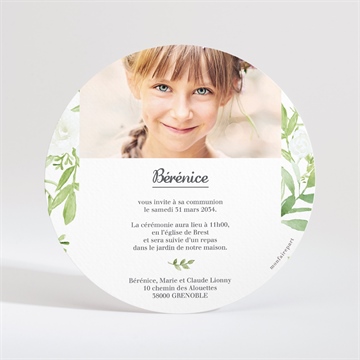 Faire-part communion ornements dorure - Dos du faire-part