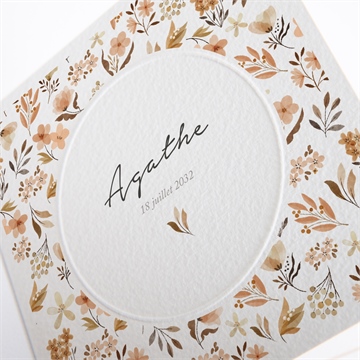 Faire-part naissance automne en fleurs - ZOOM gauffrage