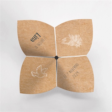 Faire-part de baptême tout en pictos origami - Vue du dessus