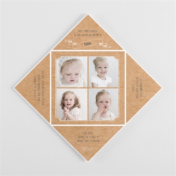 Faire-part de baptême tout en pictos origami - Vue intérieure pliée