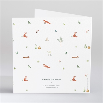 Faire-part naissance gaiement gaufrage - Dos du faire-part