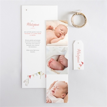 Faire-part naissance tendre guirlande trio - Vue d'ensemble