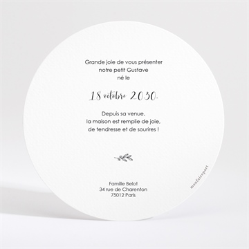 Faire-part naissance jolie touche dorure - Dos du faire-part