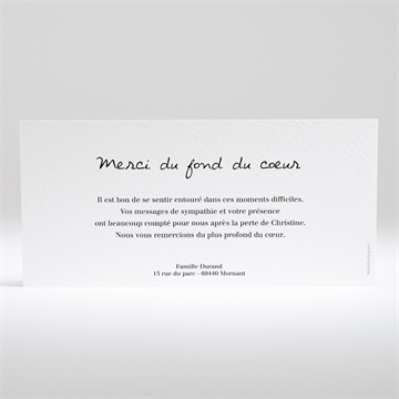 Remerciement décès souvenir portrait paysage - Dos du faire-part