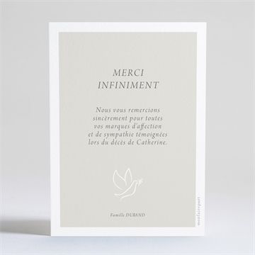 Remerciement décès colombe de l'espérance dorure - Dos de la carte