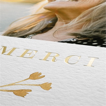 Remerciement décès fleur sauvage dorure - Détail de la carte