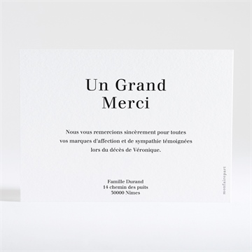 Remerciement décès pour l'eternité dorure - Dos de la carte