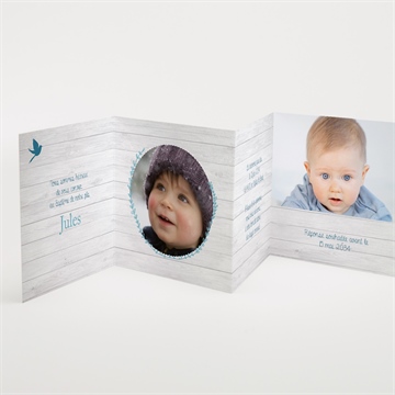 Faire-part de baptême noeud et croix accordéon - Intérieur du faire-part