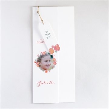 Faire-part communion couronne aquarelle trio - Faire-part assemblé