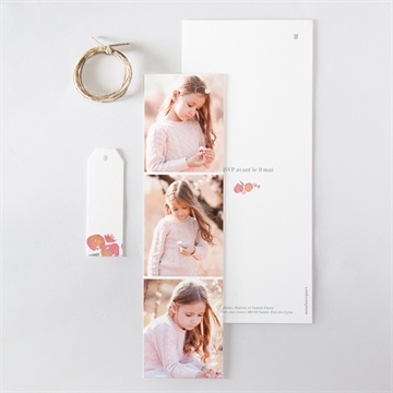 Faire-part communion couronne aquarelle trio - Dos du faire-part