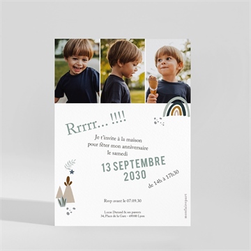 Invitation anniversaire dinosaure - Dos de l'invitation